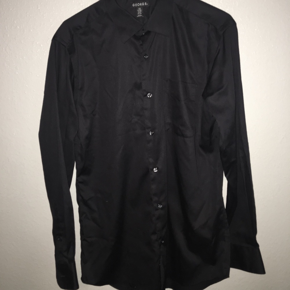 Smooth Black Button Down Dress Shirt